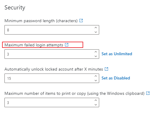 Security: locked out of account after failed login attempts