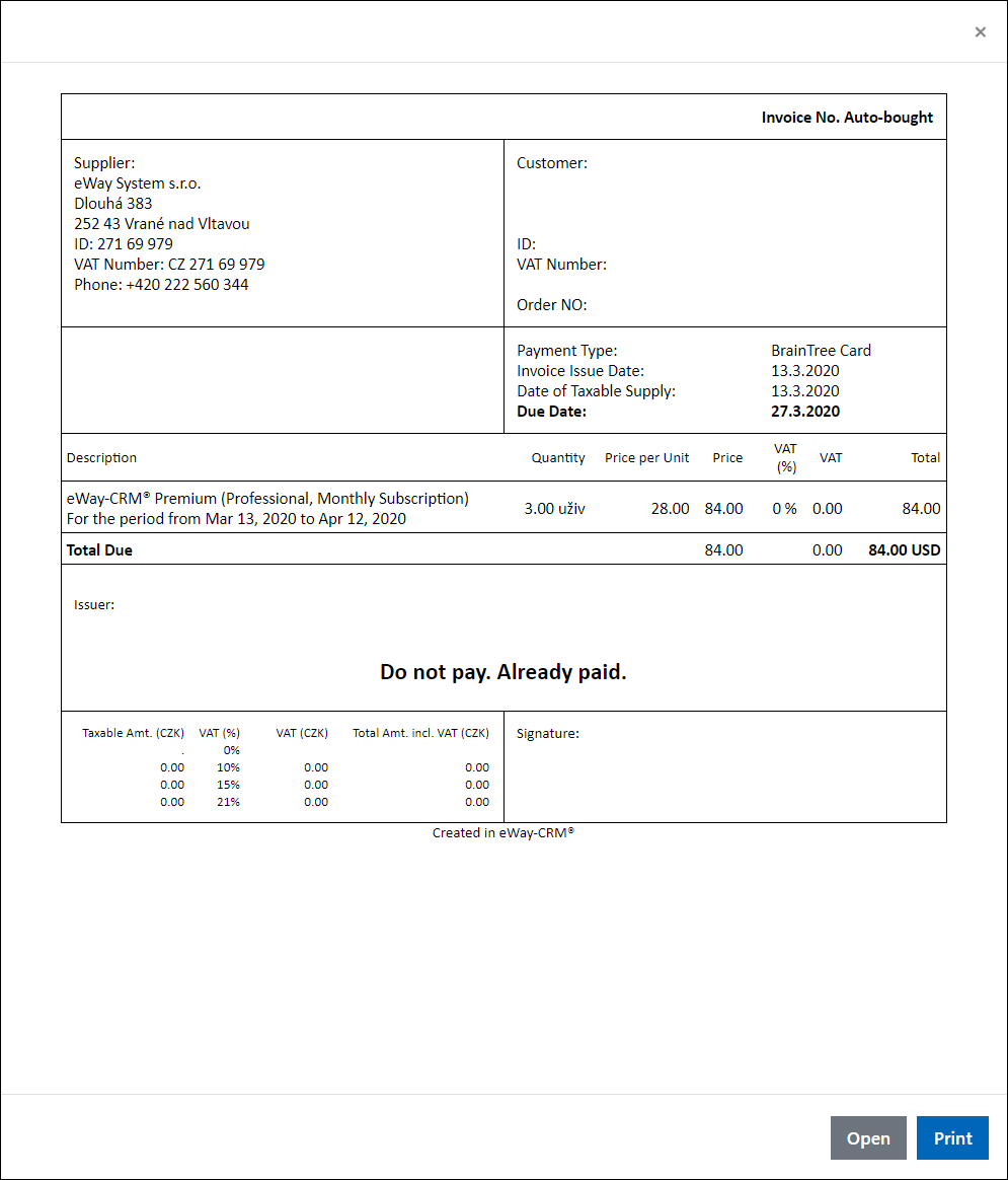 Billing History